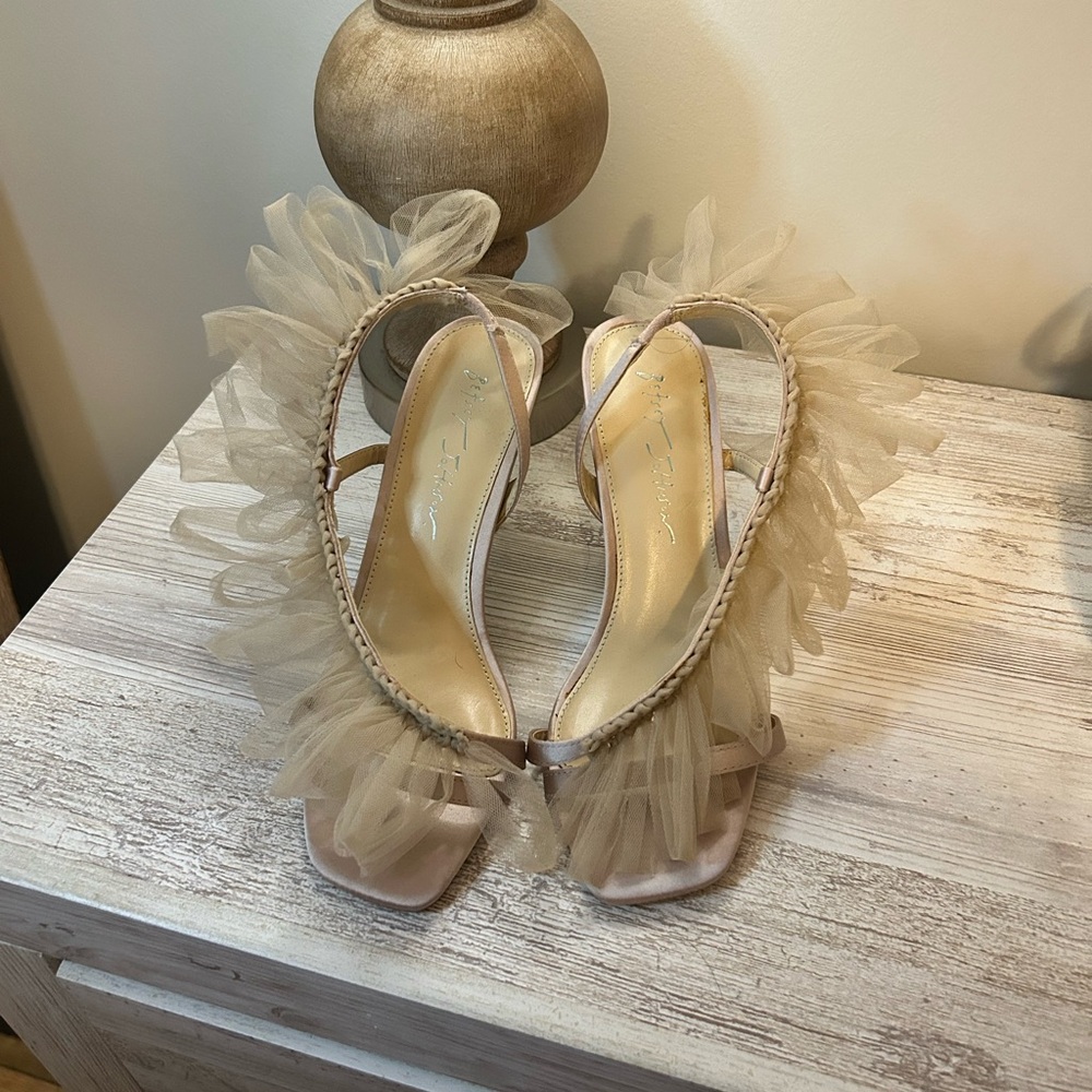 Elegant Beige Ruffle heels